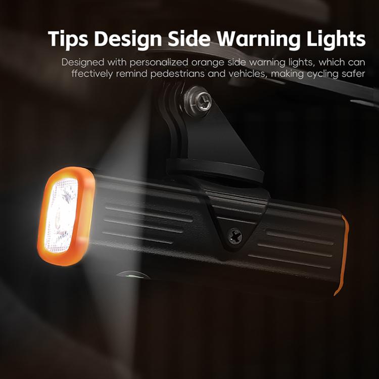 WEST BIKING YP0701473 Bicycle Night Riding High-Brightness Aluminum Alloy Headlight Mountain Road Bike Cycling Flashlight - Black Orange