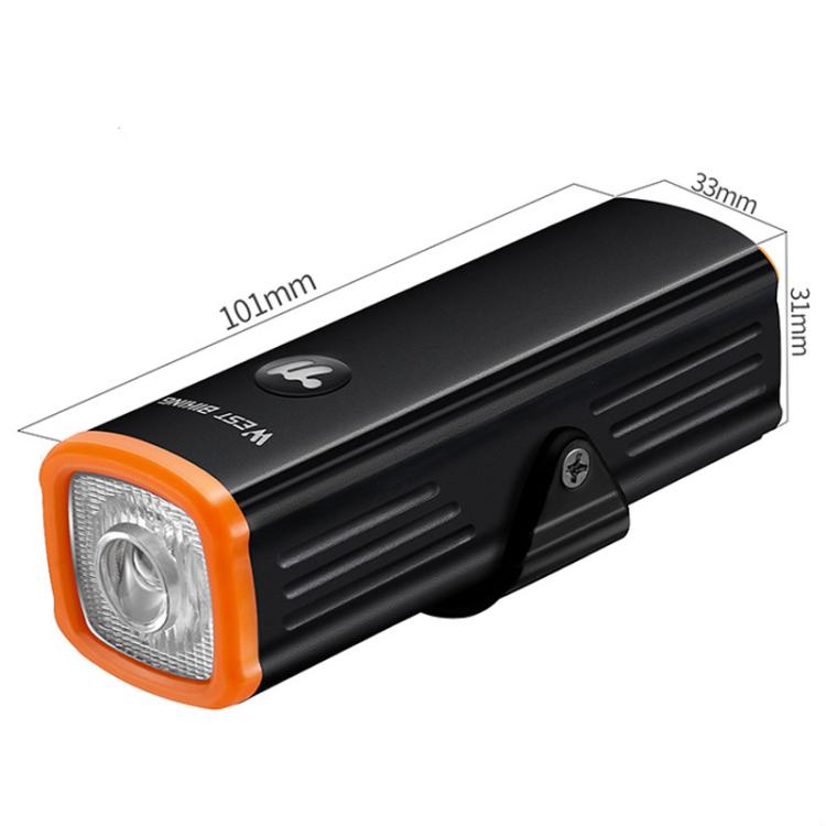WEST BIKING YP0701473 Bicycle Night Riding High-Brightness Aluminum Alloy Headlight Mountain Road Bike Cycling Flashlight - Black Orange
