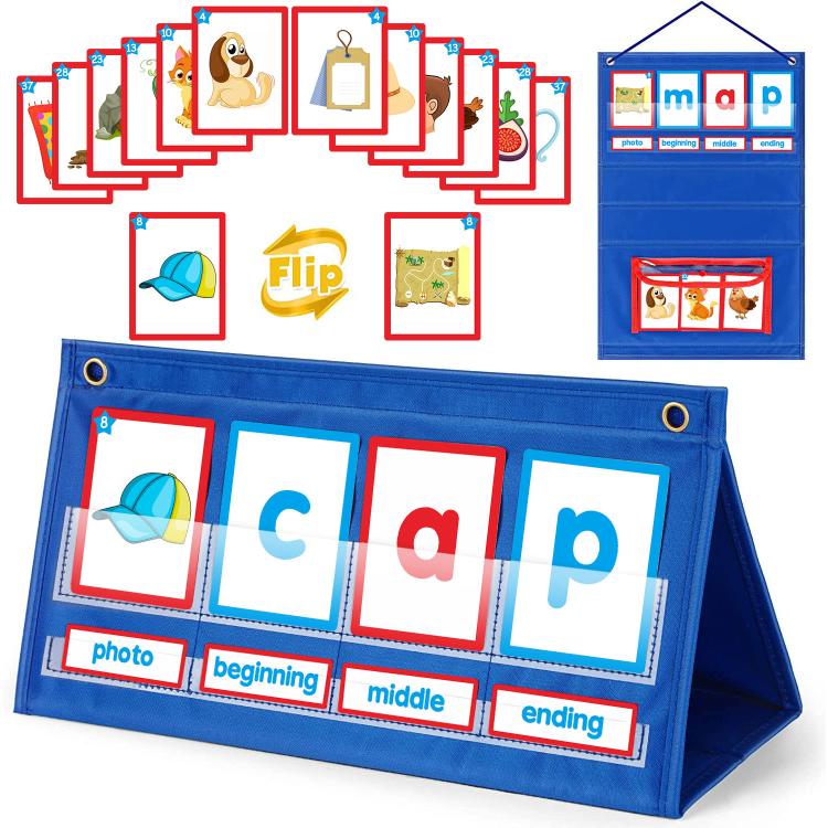 Word Spelling Game Reading Teaching Hanging Bag - Blue