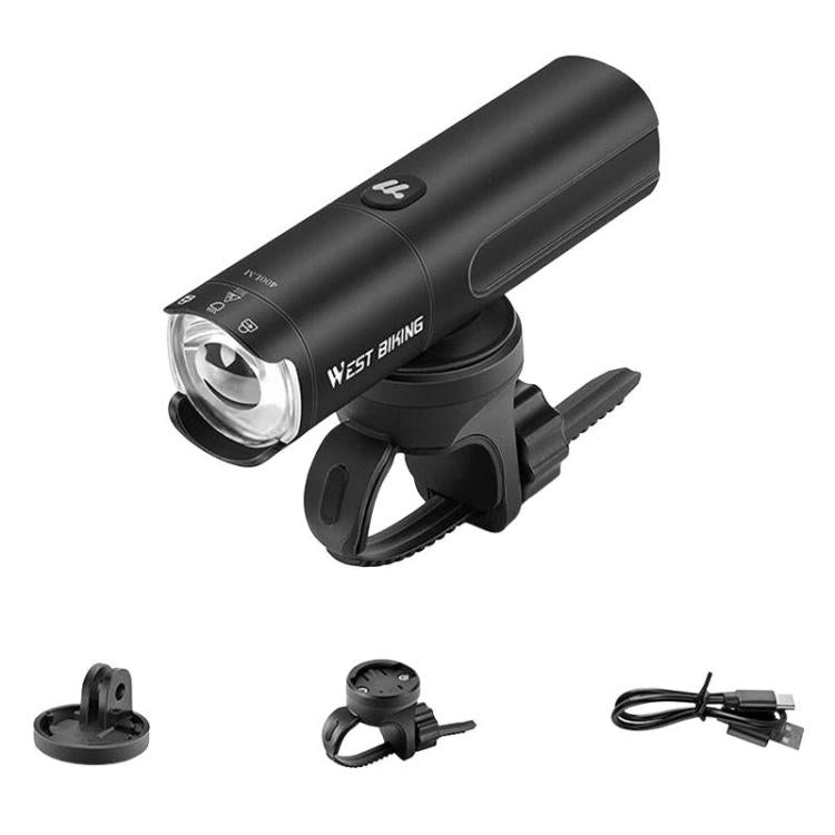 WEST BIKING Bicycle High-Brightness Rechargeable Headlight With Power Reminder Rotatable Function, Spec: 400 Lumens