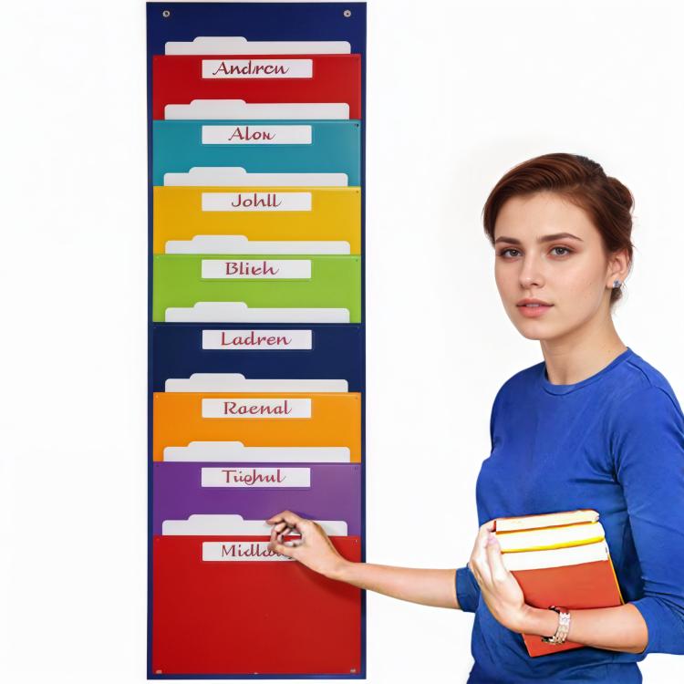 Rainbow File Book Magazine Storage Wall Mount Bag - 8 Pockets
