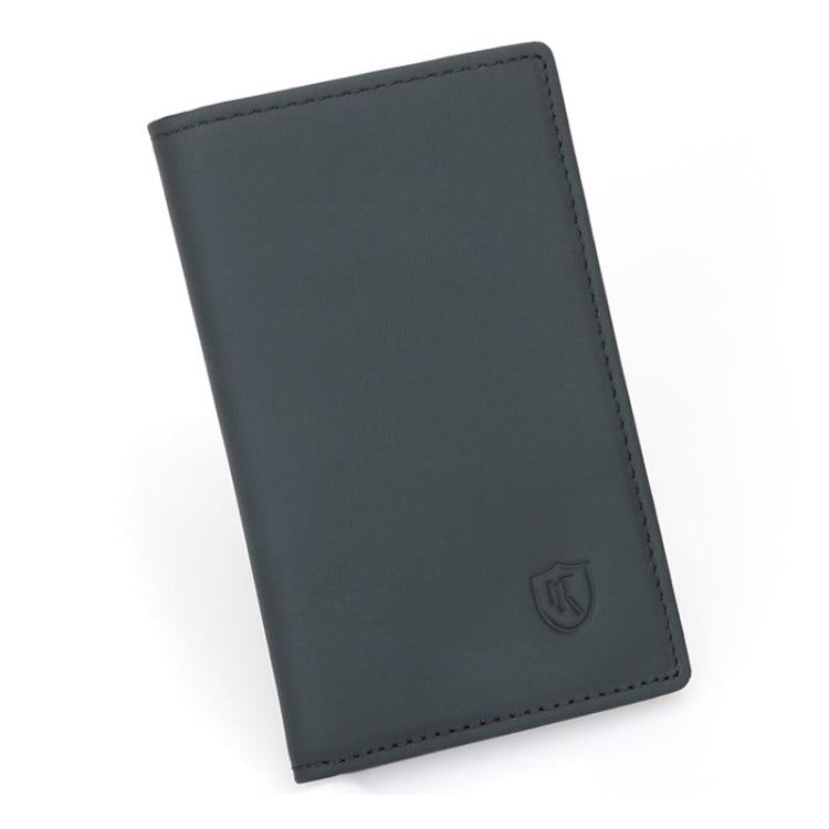 DKER LEATHER RFID Retro Color-Block 2 Fold Credit Card Wallet Leather ID Card Case - Black