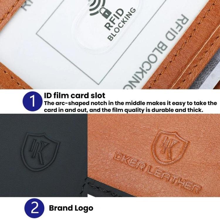 DKER LEATHER RFID Retro Color-Block 2 Fold Credit Card Wallet Leather ID Card Case - Black