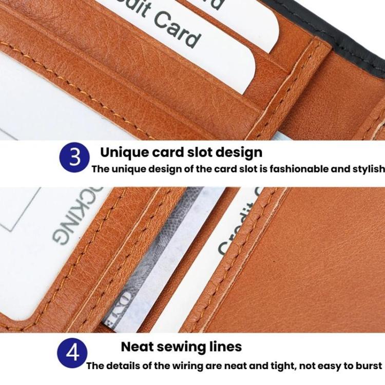 DKER LEATHER RFID Retro Color-Block 2 Fold Credit Card Wallet Leather ID Card Case - Black