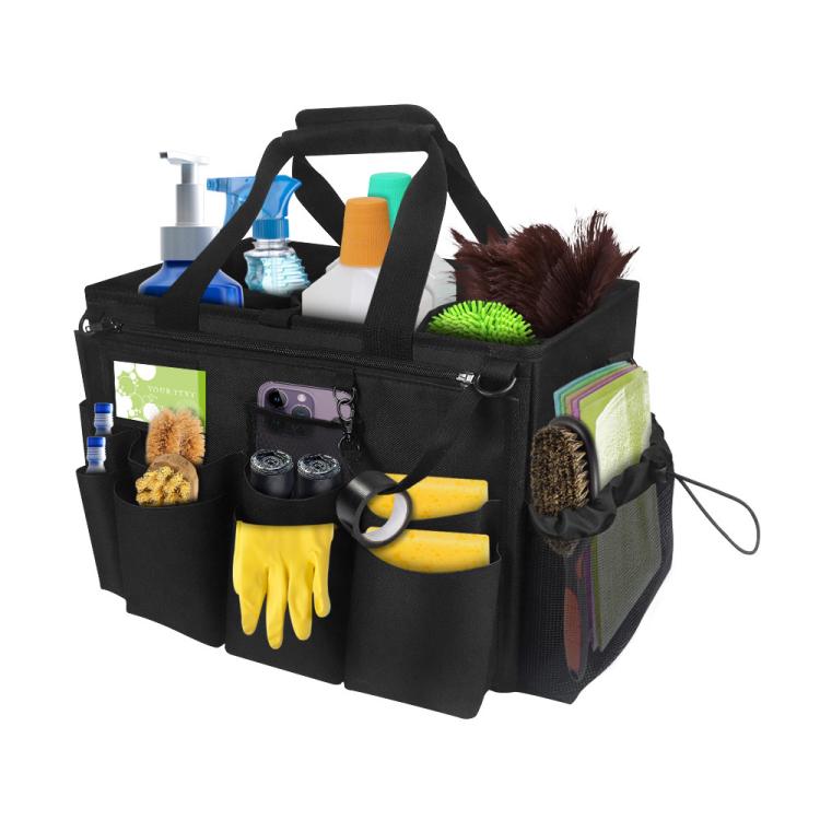 Cleaning Supplies Storage Bag Detachable Apron Pocket - Black