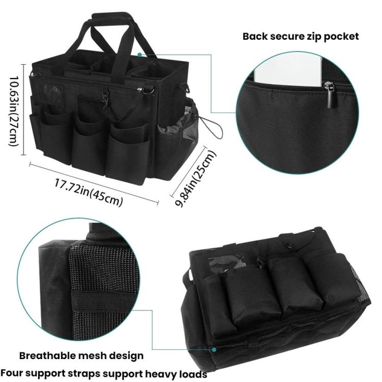 Cleaning Supplies Storage Bag Detachable Apron Pocket - Black