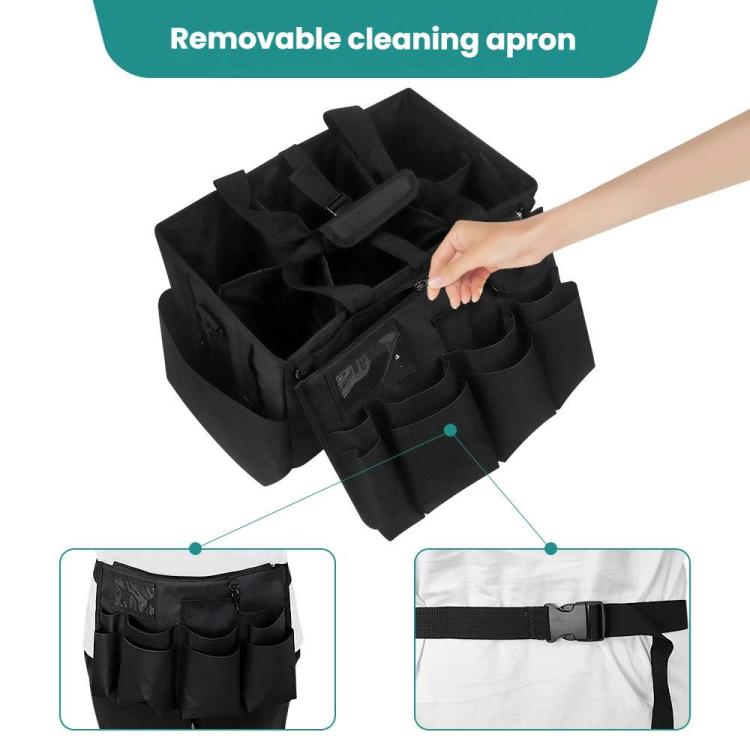 Cleaning Supplies Storage Bag Detachable Apron Pocket - Black