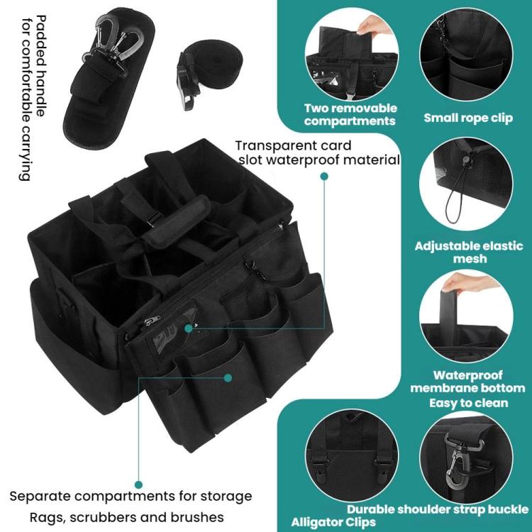 Cleaning Supplies Storage Bag Detachable Apron Pocket - Black