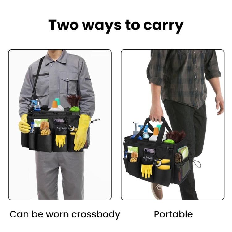 Cleaning Supplies Storage Bag Detachable Apron Pocket - Black