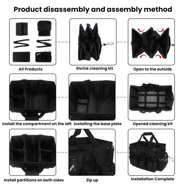 Cleaning Supplies Storage Bag Detachable Apron Pocket - Black