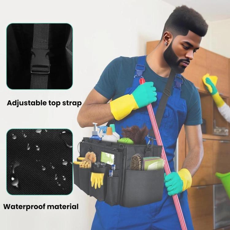 Cleaning Supplies Storage Bag Detachable Apron Pocket - Black