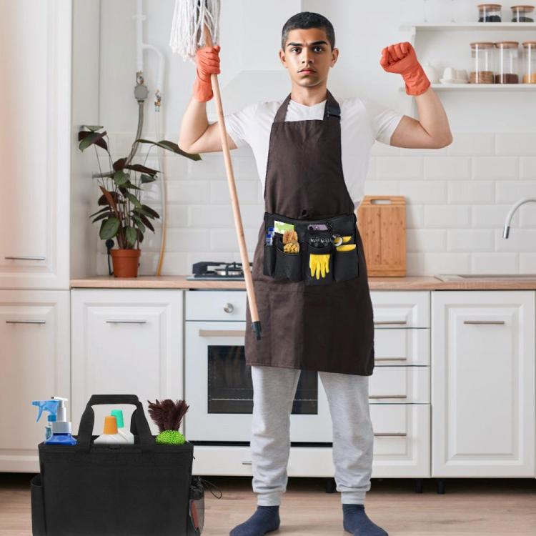 Cleaning Supplies Storage Bag Detachable Apron Pocket - Black