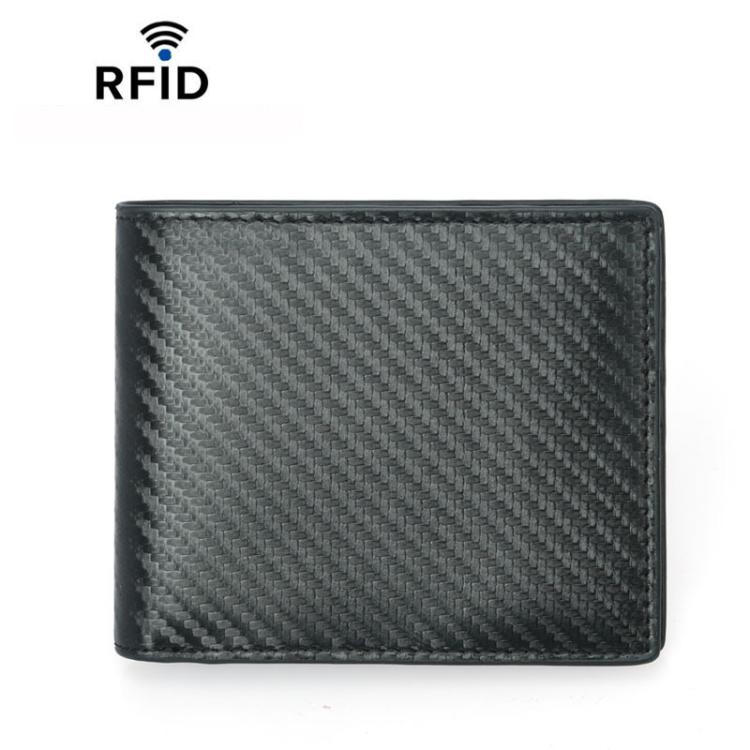 RFID Anti-Skimming Billfold Short Style Men Wallet, Spec: TQ-302 Carbon Fiber Pattern Black