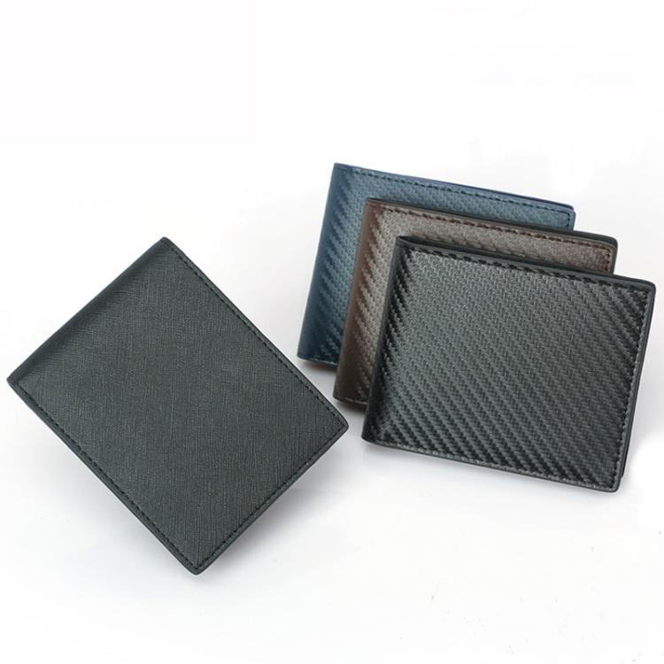 RFID Anti-Skimming Billfold Short Style Men Wallet, Spec: TQ-302 Carbon Fiber Pattern Black