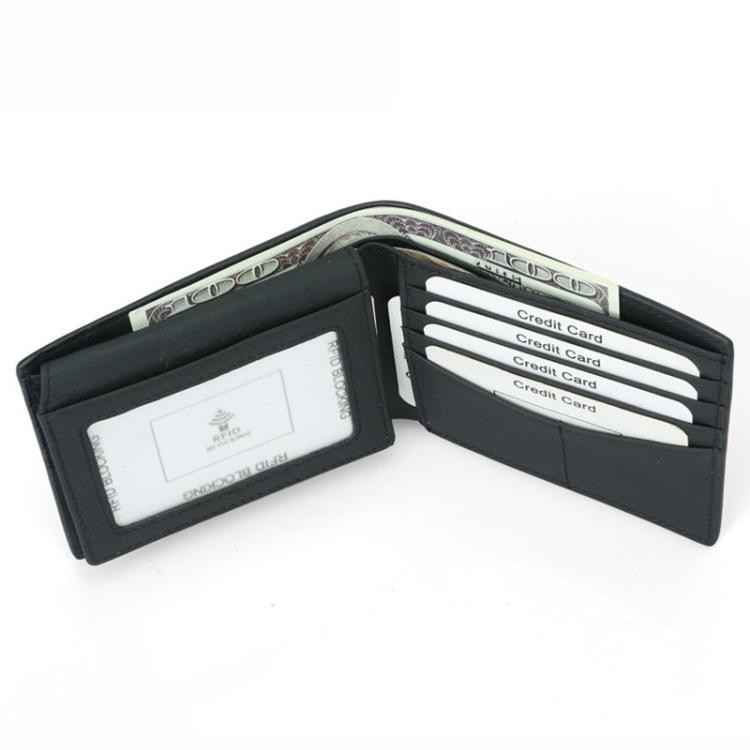 RFID Anti-Skimming Billfold Short Style Men Wallet, Spec: CQ-506 Plain Black