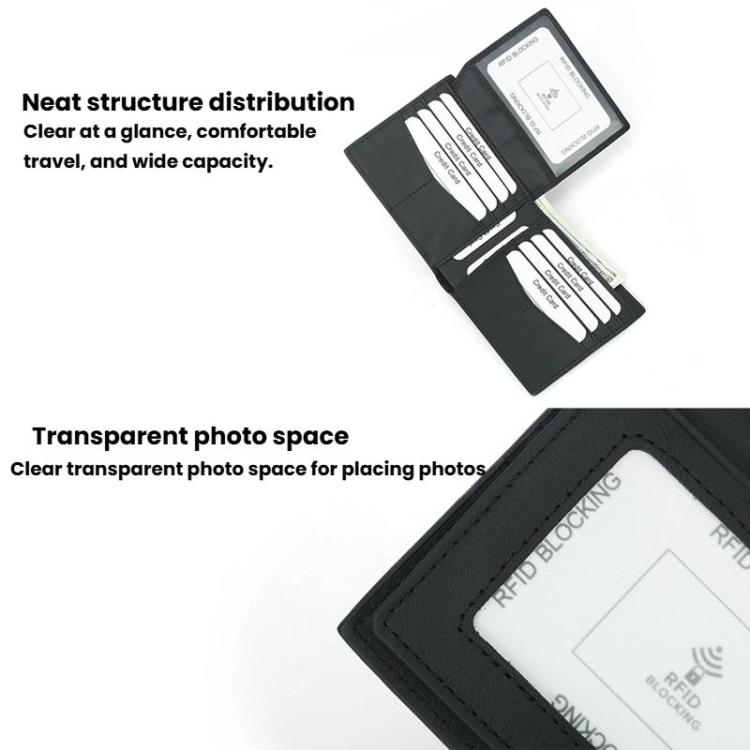 RFID Anti-Skimming Billfold Short Style Men Wallet, Spec: CQ-506 Plain Black