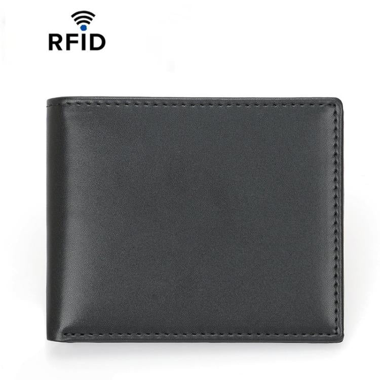 RFID Anti-Skimming Short Style Billfold Men Plain Weave Wallet, Spec: CQ-501 Ultrafiber Black