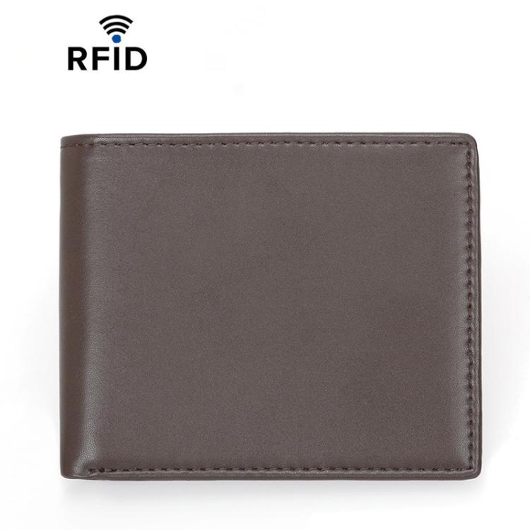 RFID Anti-Skimming Short Style Billfold Men Plain Weave Wallet, Spec: CQ-501 Ultrafiber Coffee