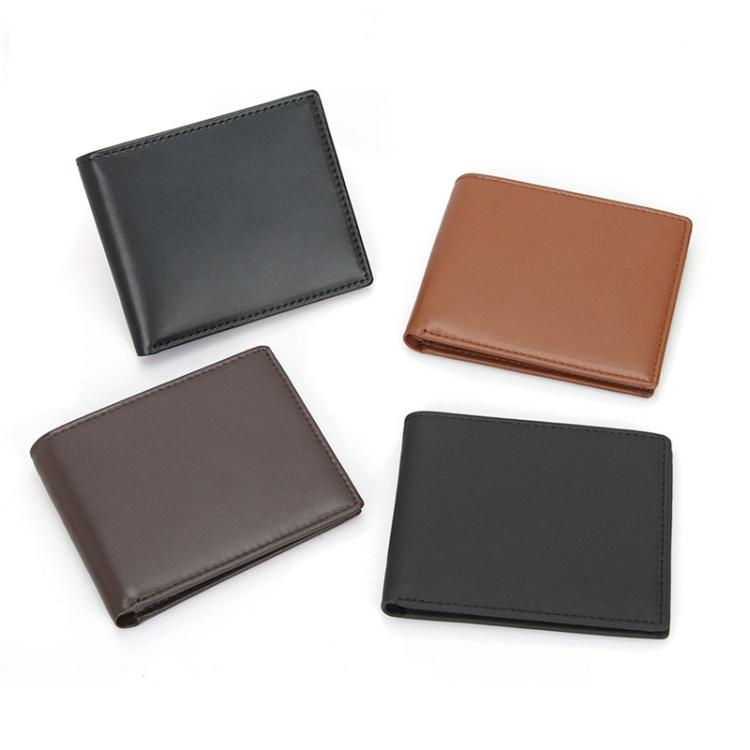 RFID Anti-Skimming Short Style Billfold Men Plain Weave Wallet, Spec: YP-239 Leather Black
