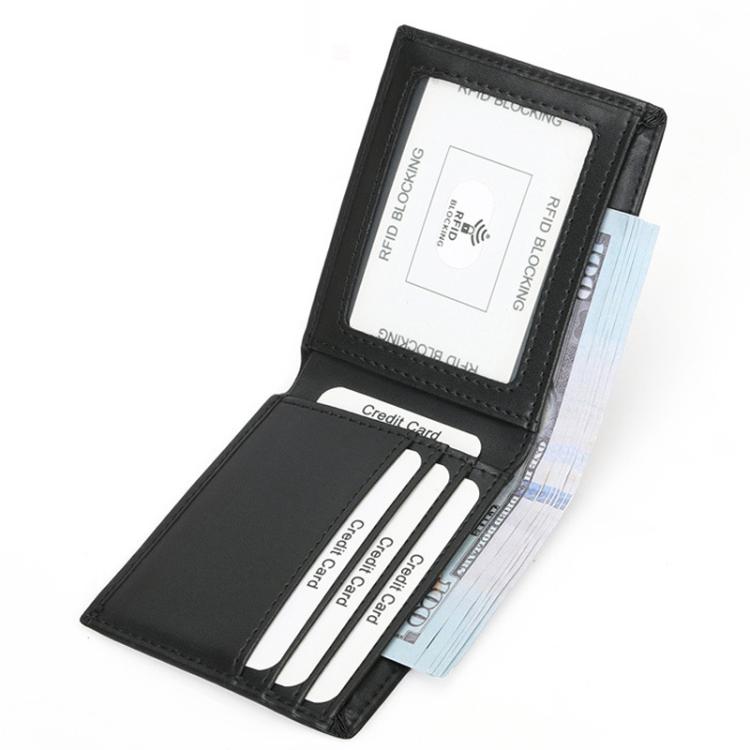 RFID Anti-Skimming Short Style Billfold Men Plain Weave Wallet, Spec: CQ-501 Ultrafiber Coffee