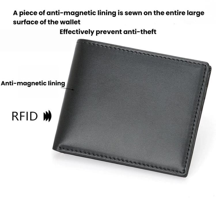 RFID Anti-Skimming Short Style Billfold Men Plain Weave Wallet, Spec: YP-239 Leather Black