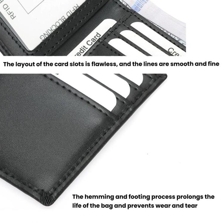 RFID Anti-Skimming Short Style Billfold Men Plain Weave Wallet, Spec: YP-239 Leather Black