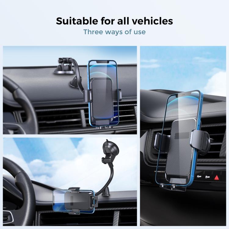Tronwin JY02 Flexible Arm Dashboard Windshield Car Phone Holder Adjustable Suction Cup Mount - Black