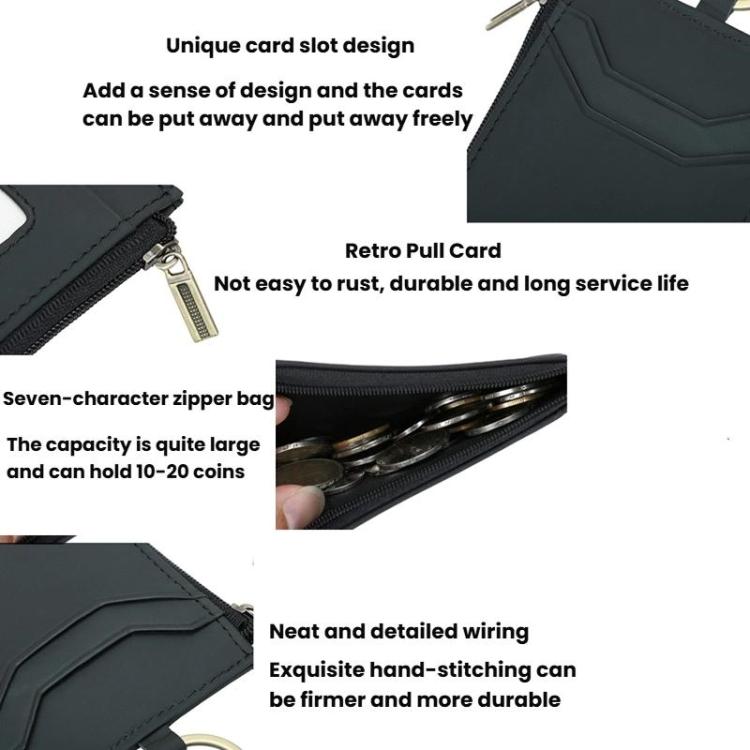 CQ-522 Zippered Coin Card Wallet RFID Anti-Skimming ID Card Case, Spec: Microfiber Brown