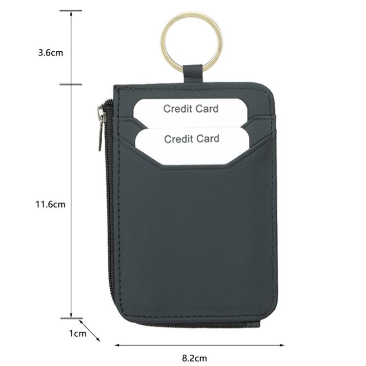 CQ-522 Zippered Coin Card Wallet RFID Anti-Skimming ID Card Case, Spec: Leather Black