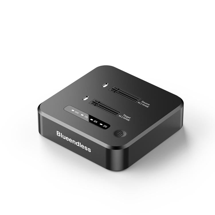 Blueendless SD08A M.2 NVMe SSD Docking Station Dual-Bay USB 3.2 Gen2 10Gbps External Drive Enclosure With One-Key Offline Clone Function US Plug