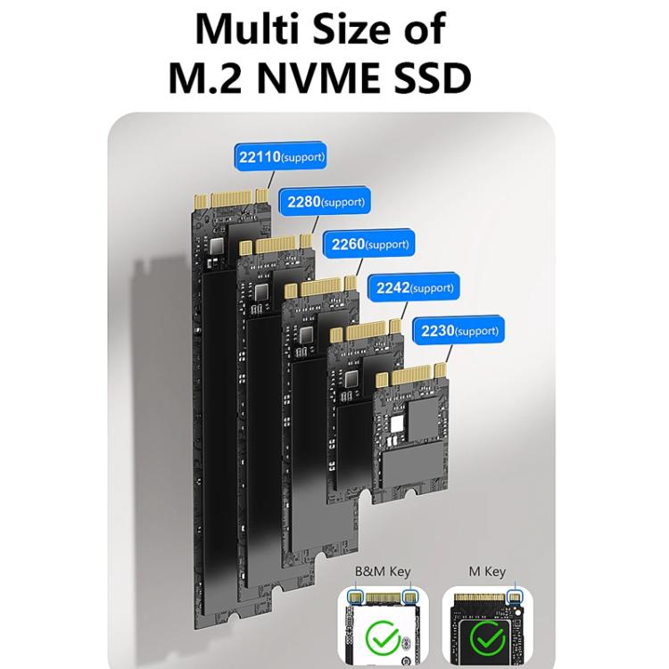 Blueendless SD08A M.2 NVMe SSD Docking Station Dual-Bay USB 3.2 Gen2 10Gbps External Drive Enclosure With One-Key Offline Clone Function US Plug