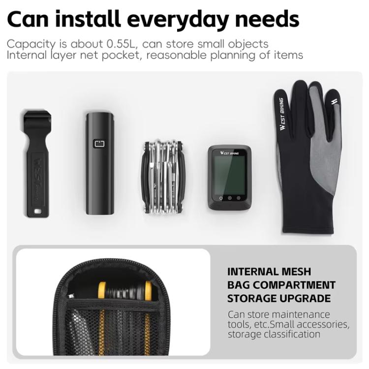 WEST BIKING Bicycle Hard-Shell Tail Bag Waterproof Quick-Release Cycling Bag - Black