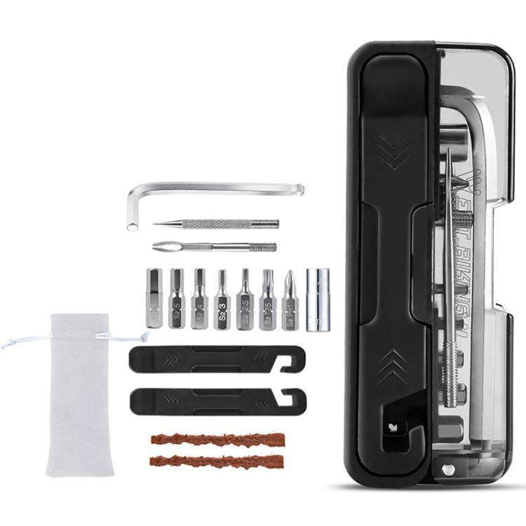 WEST BIKING 14 In 1 Bicycle Repair Tool Set Mini Multi-Functional Wrench Tool Set - Black