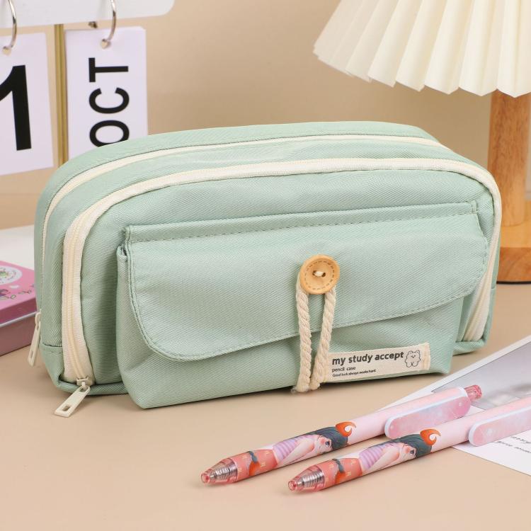 Large Capacity Button Pen Case Simple Stationery Pouch For Students