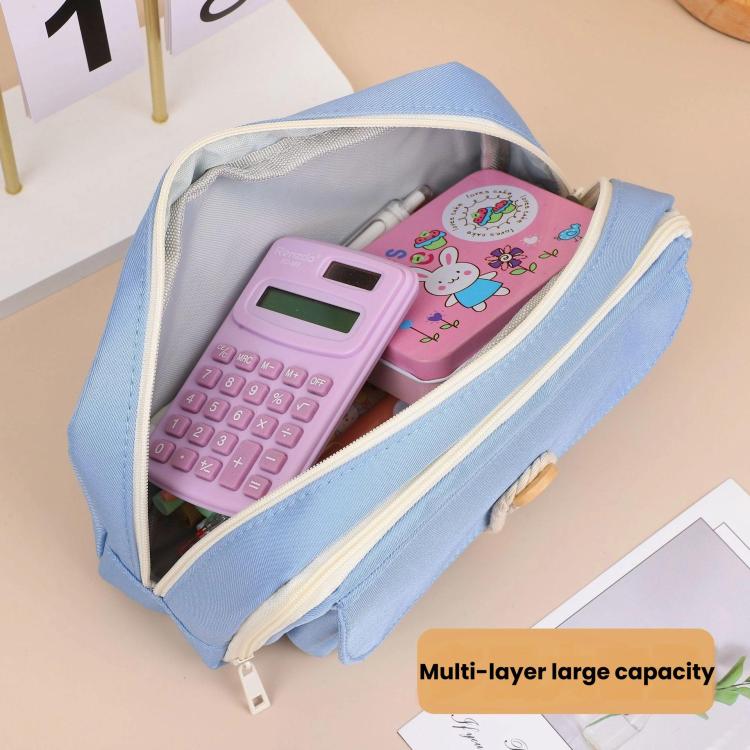 Large Capacity Button Pen Case Simple Stationery Pouch For Students