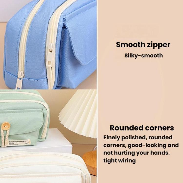 Large Capacity Button Pen Case Simple Stationery Pouch For Students