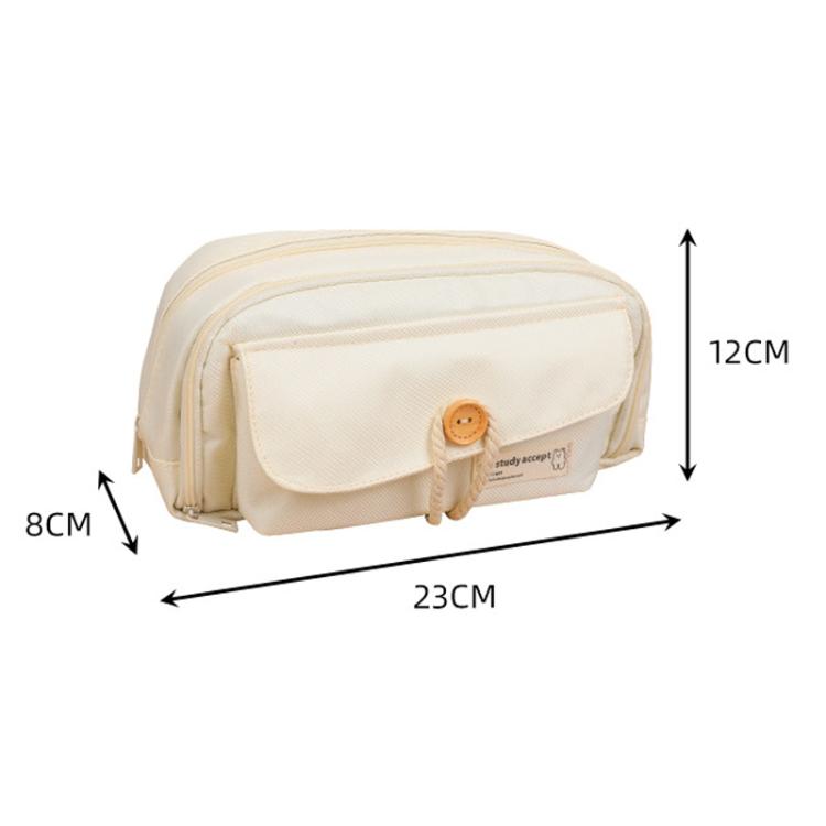 Large Capacity Button Pen Case Simple Stationery Pouch For Students