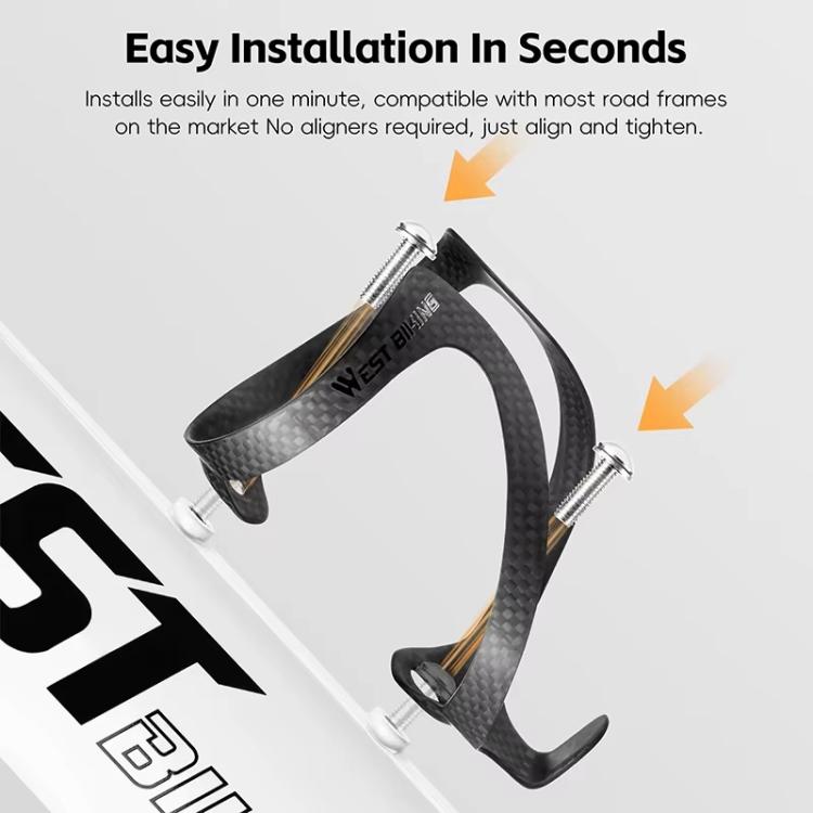 WEST BIKING Bicycle Carbon Fiber Water Bottle Cage Lightweight Cycling Water Bottle Holder - Black