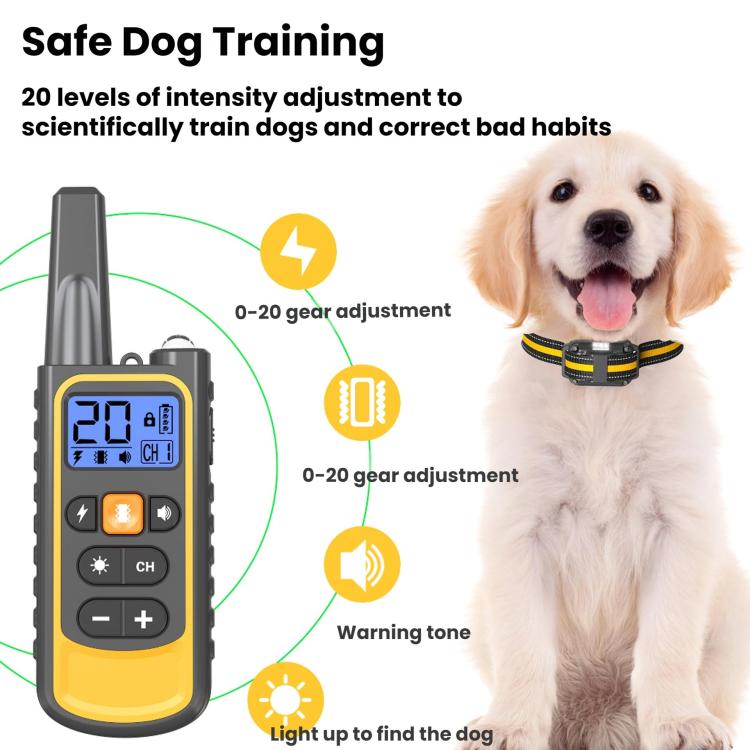 Remote Control Dog Barking Control With Shock Collar, Specification: Yellow One-To-Two