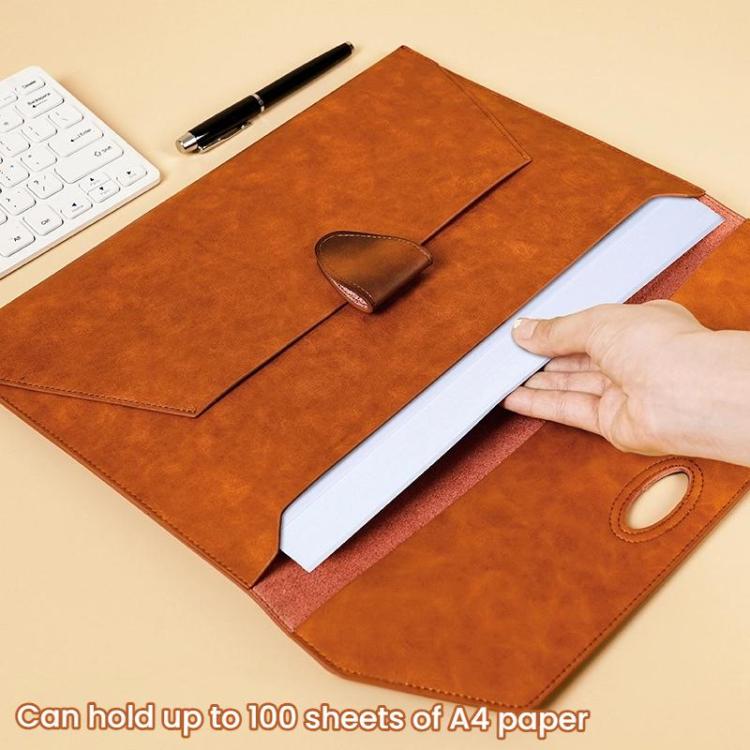 Leather A4 Document Holder Waterproof Business File Organizer, Fits 100 Sheets