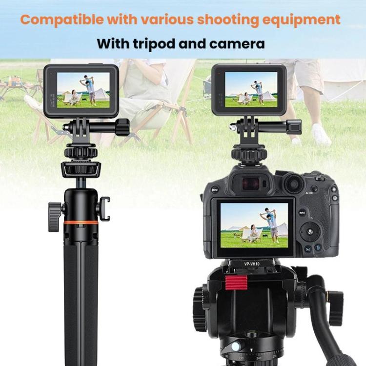 VRIG AC24 1/4 Cold Shoe Mount to Action Camera Adapter Cold Shoe Base F External Camera Tripod - Black