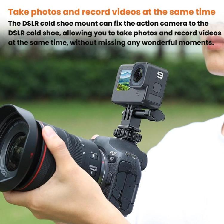 VRIG AC24 1/4 Cold Shoe Mount to Action Camera Adapter Cold Shoe Base F External Camera Tripod - Black