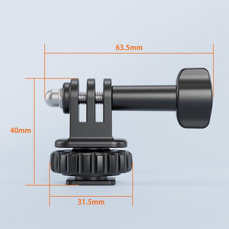 VRIG AC24 1/4 Cold Shoe Mount to Action Camera Adapter Cold Shoe Base F External Camera Tripod - Black