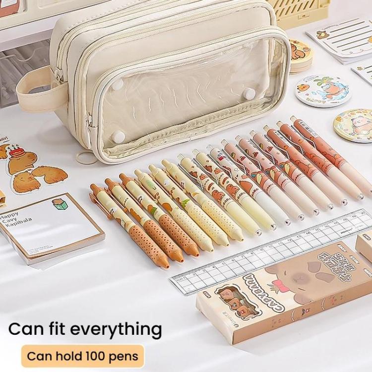 10 Layer Storage Transparent  Pen Pouch Large Capacity Stationery Pouch