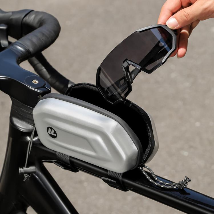WEST BIKING Bicycle Glasses Hard Case Storage Bag Top Tube Bag Portable Crossbar Bag - Silver Gray