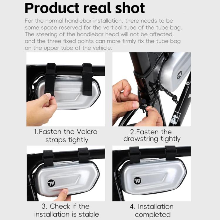 WEST BIKING Bicycle Glasses Hard Case Storage Bag Top Tube Bag Portable Crossbar Bag - Silver Gray