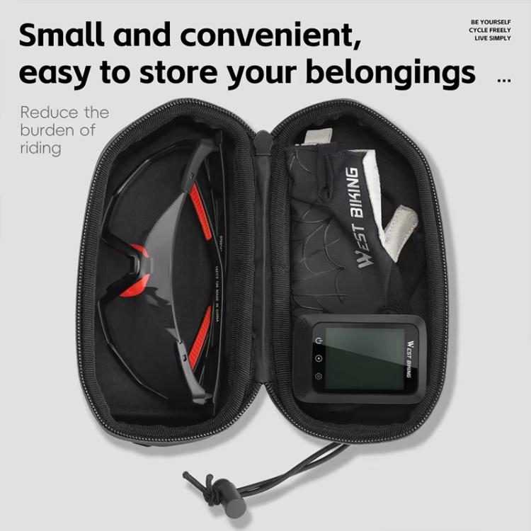 WEST BIKING Bicycle Glasses Hard Case Storage Bag Top Tube Bag Portable Crossbar Bag - Silver Gray