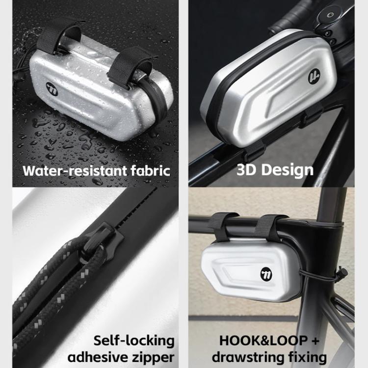 WEST BIKING Bicycle Glasses Hard Case Storage Bag Top Tube Bag Portable Crossbar Bag - Silver Gray