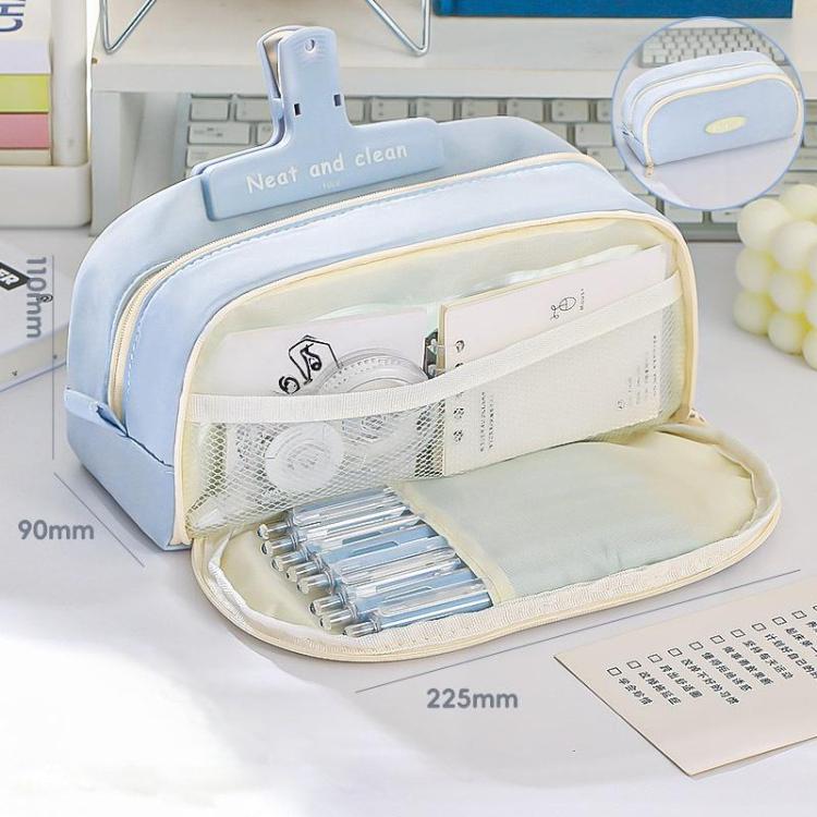 Double Layer Large Capacity Pen Pouch Simple Stationery Box For Students