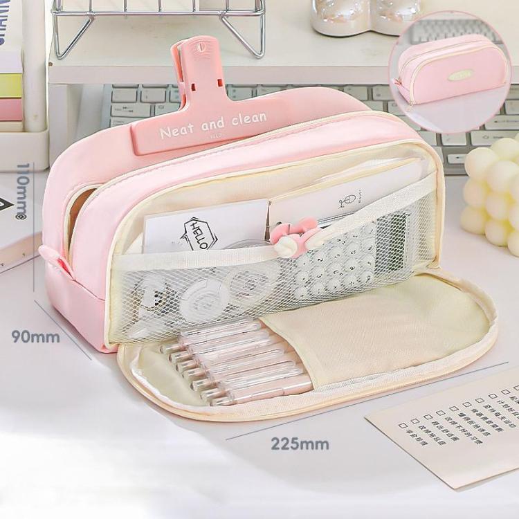 Double Layer Large Capacity Pen Pouch Simple Stationery Box For Students